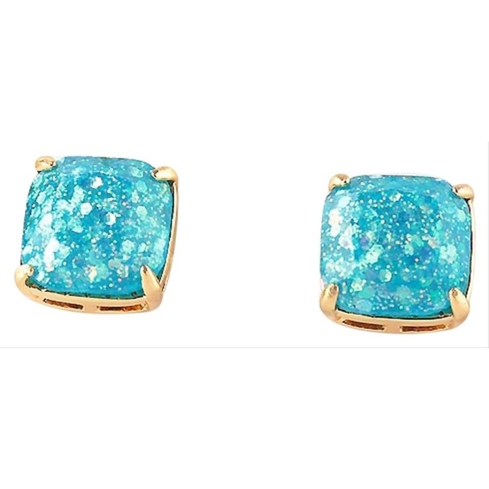 Kate Spade Mini Aqua Blue Glitter Stud Earrings
